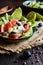 Fennel salad with grapefruit, apple, stalk celery and olives