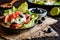 Fennel salad with grapefruit, apple, stalk celery and olives