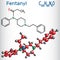 Fentanyl molecule. It is opioid analgesic. Structural chemical f