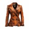 Fenty Women\\\'s Jacket: Steampunk-inspired Brown Leather Blazer