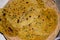 Fenugreek parathas which are kept in a basket made of wood, india`s famous food item
