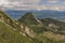 Ferlacher Spitze hill under Mittagskogel hill in summer green day