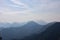 Ferlacher Spitze - View from near Mittagskogel on the alpine mountain chains shrouded in the morning fog in Carinthia