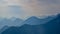 Ferlacher Spitze - View from near Mittagskogel on the alpine mountain chains shrouded in the morning fog in Carinthia