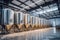 Fermentation mash vats or boiler tanks in a brewery factory. Brewery plant interior. Factory for the production of beer. Modern