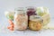 Fermented cabbage sauerkraut sour glass jars