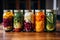 Fermented vegetables in jars. Generative AI