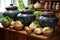 fermenting kimchi in traditional earthenware pots