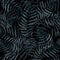 Fern branch, indigo blue watercolor hand drawing, seamless pattern