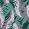 Fern leaves vector seamless pattern background. Modern forest plant speckled frond backdrop. Hand drawn teal purple