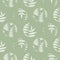 Fern mint green leaves circles seamless vector pattern.