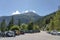 Fernpass, Austria - Aug 6, 2020: Parking lot at Zugspitze Blick near Fernpass