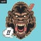 Ferocious angry gorilla monkey face cartoon stickers 2