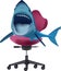 Ferocious animal sitting above office boss chair-