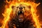 Ferocious bear on a vibrant fire background, with copy space for text and logo