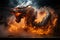 Ferocious fire-breathing dragon, a scary mystical creature, AI Generated