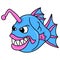 Ferocious fish inhabitants of the deep oceans, doodle icon image kawaii