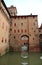 Ferrara, FE, Italy - November 3, 2018: Medieval castle called Castello Estense in italian language