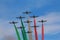 Ferrara, Italy - September 07 2019: Frecce Tricolori Tricolour ArrowsItalian acrobatic aircraft team during exhibition over