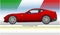 Ferrari 812 Superfast sport car model, silhouette coloured, vector illustration on the italian flag