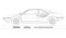 Ferrari Mondial Quattrovalvole silhouette line art, vintage car