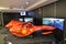 At the Ferrari museum, the room dedicated to driving simulators of a Formula One single-seater