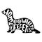 Ferret silhouette with hand lettering. Vector illustration