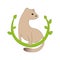 Ferret sitting on a green branch in a flat style. Design suitable for logo, tattoo, emblem, mascot, sticker, animal symbol, banner