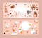 Ferret, squirrel, hare, hamster, hedgehog, rabbit cute character, invitation card with text place, flat vector