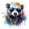 Ferret with Sunglasses in Expressive Pose with Splashes. Perfect for Posters and Web.