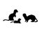 Ferrets family. Silhouettes of animals