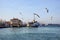 Ferries Istanbul. Kadikoy pier and a flock of seagulls