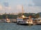 Ferries moored at ferry boat terminal