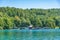 Ferries at a pier on Kozljak lake at Plitvice lakes national park in Croatia
