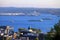 Ferries transport in Seattle bay.