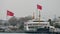 ferries with turkey flag in Uskudar Istanbul city in