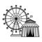 Ferries wheel icon black and white