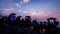 The Ferries wheel and visitors on the Guangzhou Tower attraction at sunset, Guangzhou, China