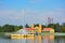 Ferril Lake Fountain and City Park Pavilion Boathouse at Denver City Park in Colorado