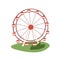 Ferris or Observation wheel. Roundabout attraction in amusement park. Funfair carousel, festive turning carrousel with