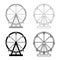 Ferris wheel Amusement in park on attraction icon set black color vector illustration flat style image