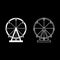 Ferris wheel Amusement in park on attraction icon set white color vector illustration flat style image