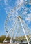 Ferris wheel an amusement-park or fairground ride consisting of a giant vertical revolving wheel with passenger cars suspended on