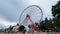 Ferris Wheel in amusement park, Kharkov, Ukraine, timelapse in a rainy day