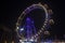 Ferris wheel carnival carousel night long exposure photography at night with blue purple and yellow illumination