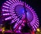 Ferris wheel is lighten up at night