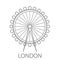 Ferris wheel in London skyline landmark and architectural element in UK