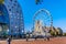 Ferris Wheel with the Saint Laurens Church in Rotterdam in Holland