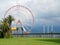 Ferris wheel. View from afar of the attraction. Resort park