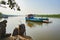 Ferry arriving to Chorao island, Goa, India